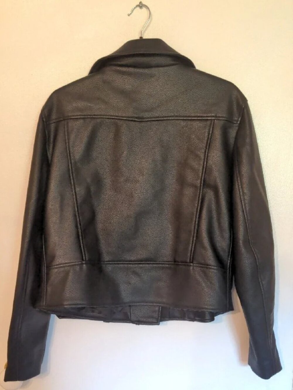 Zara Basic Black Outerwear Biker Faux Leather Cropped Jacket Size XL - Picture 8 of 10